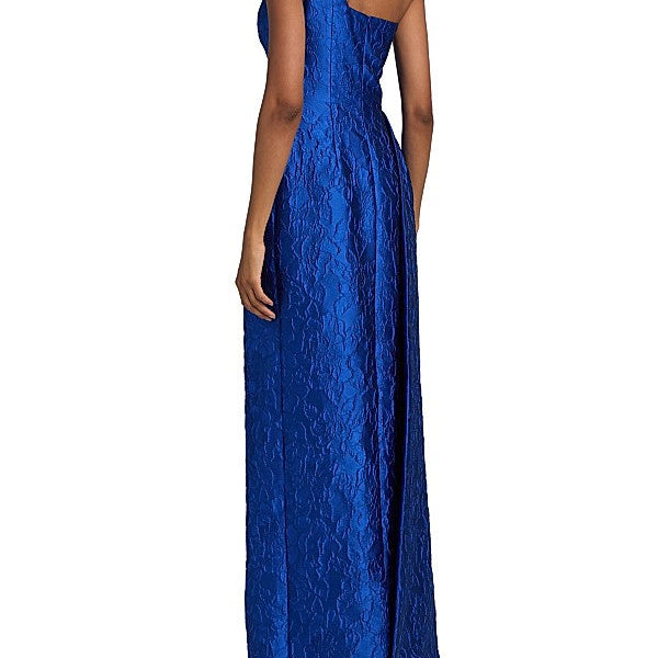 3D Floral Jacquard One Shoulder Gown