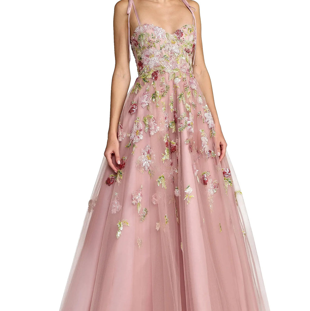 Floral Snow Cloud Ribbon Gown