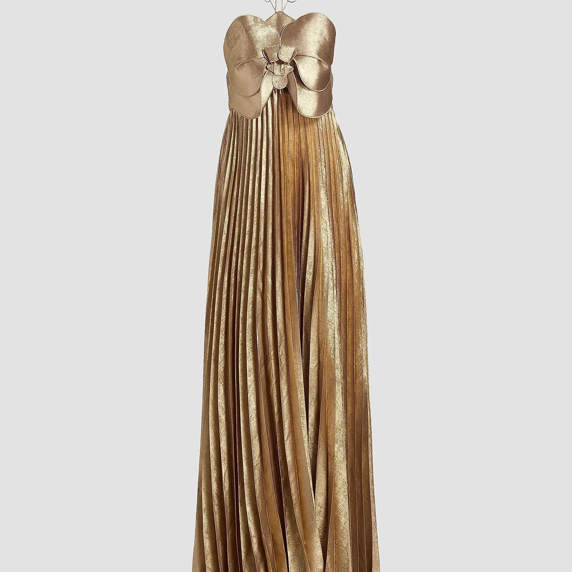 Metallic Pleated Gown