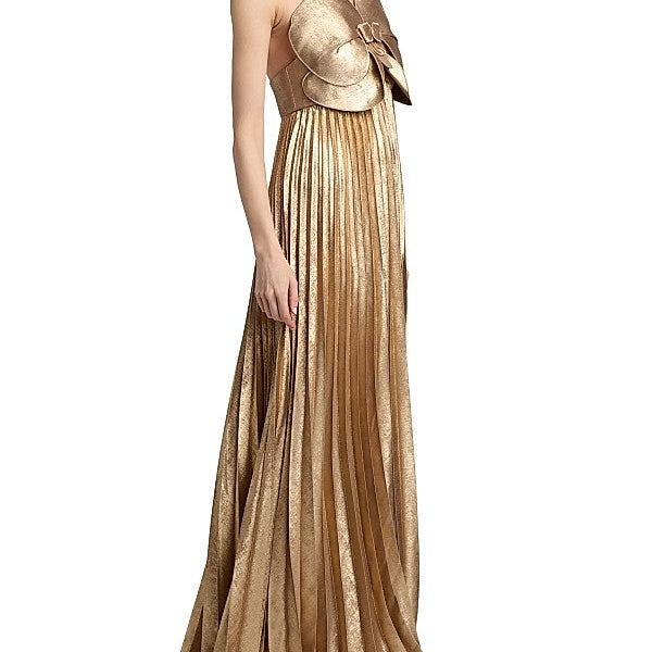 Metallic Pleated Gown
