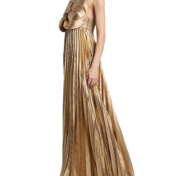 Metallic Pleated Gown