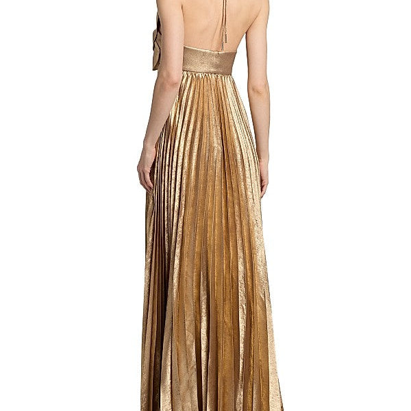 Metallic Pleated Gown