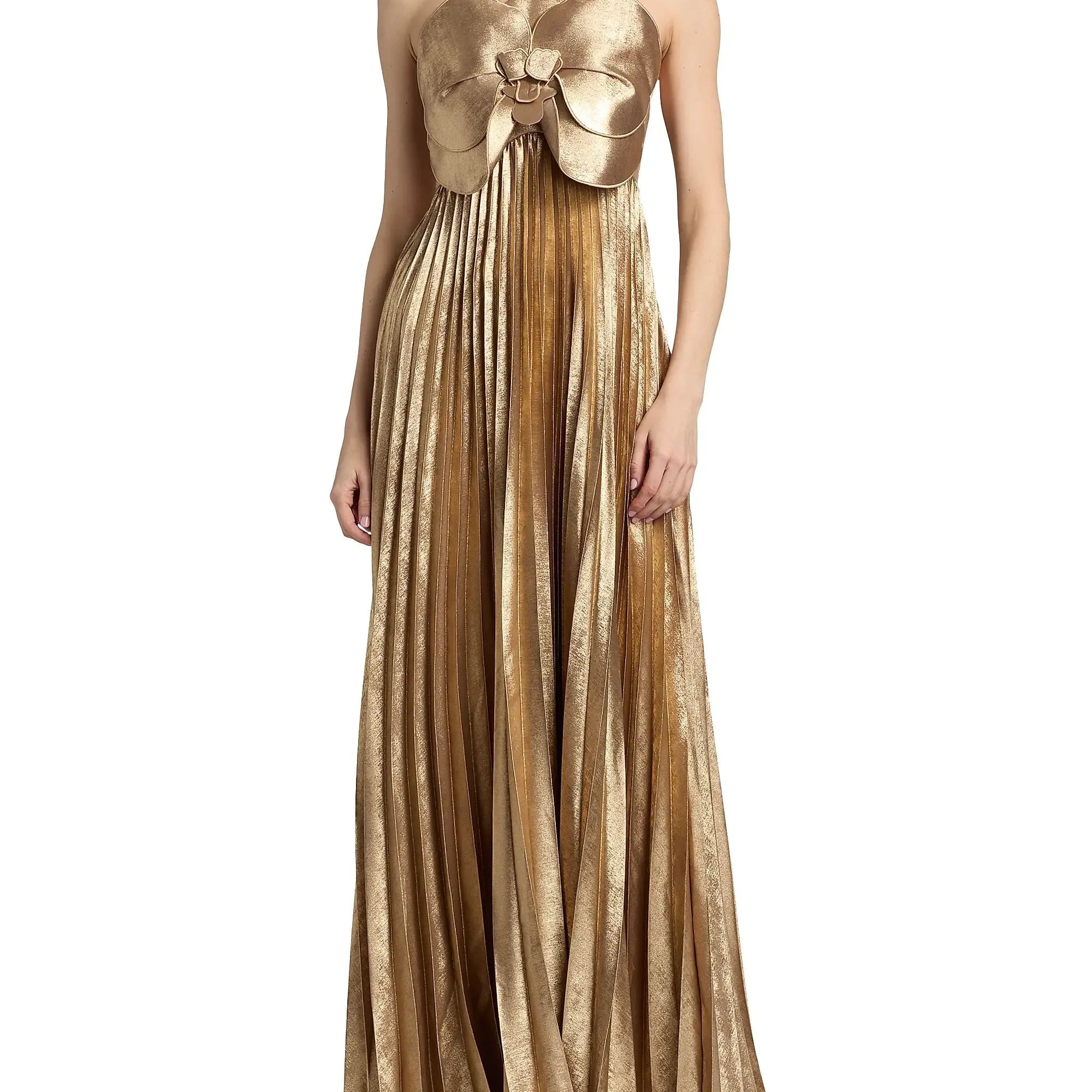 Metallic Pleated Gown