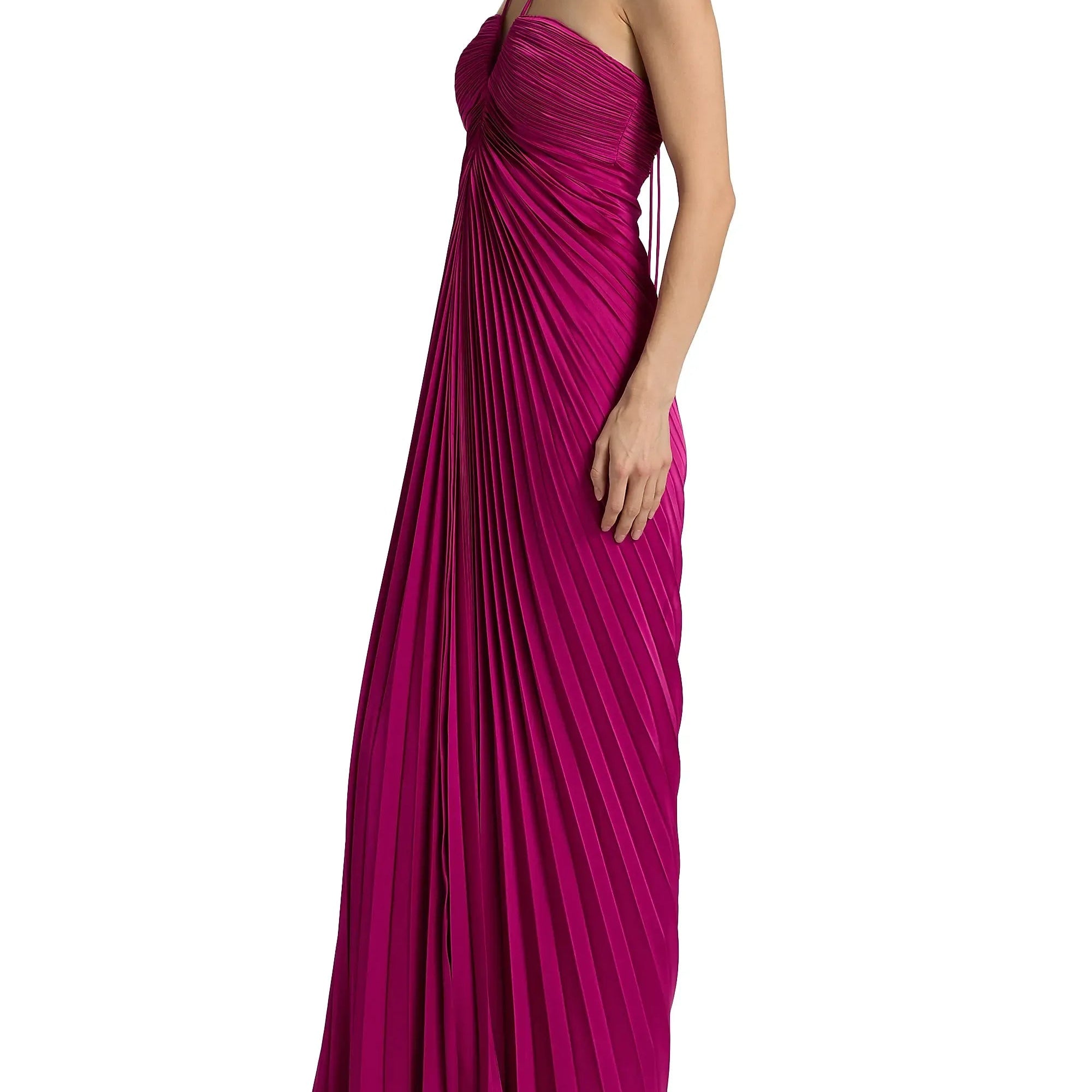 Pleated Open Back Gown