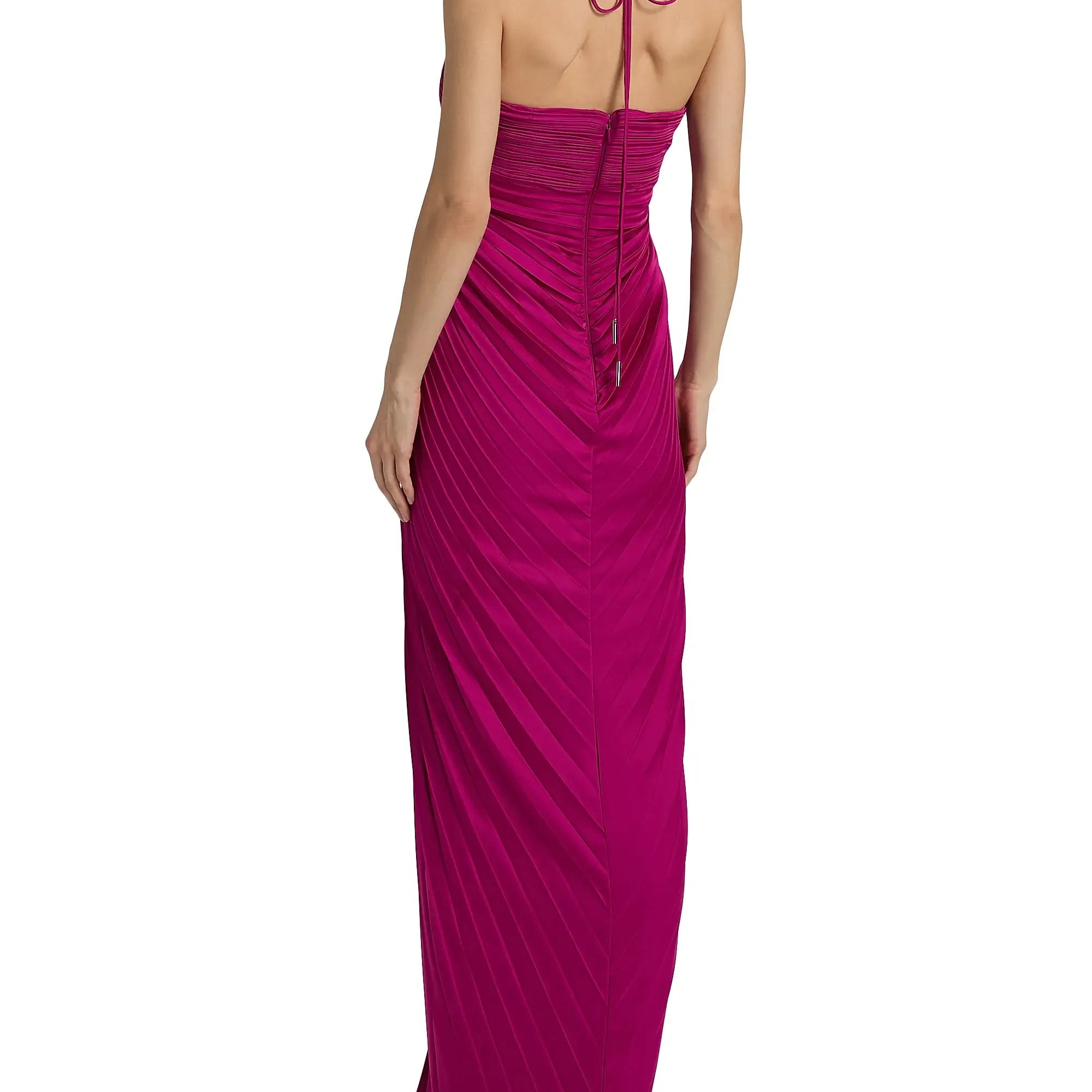 Pleated Open Back Gown