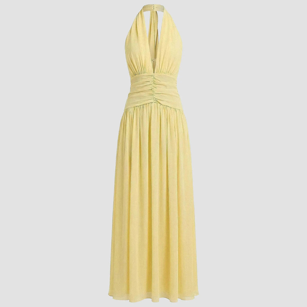 Pleated Scarf Style Maxi Dress