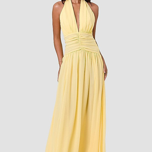 Pleated Scarf Style Maxi Dress