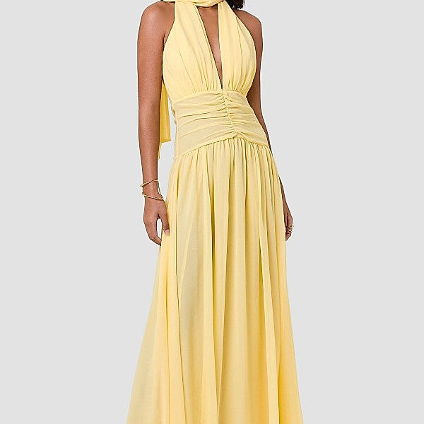 Pleated Scarf Style Maxi Dress