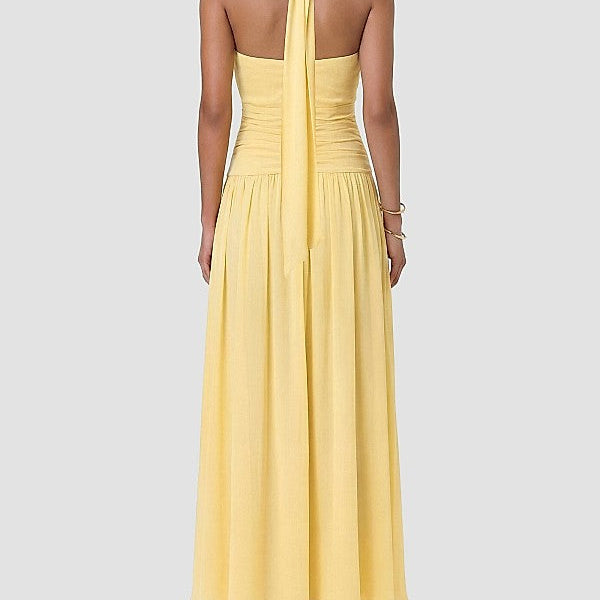 Pleated Scarf Style Maxi Dress