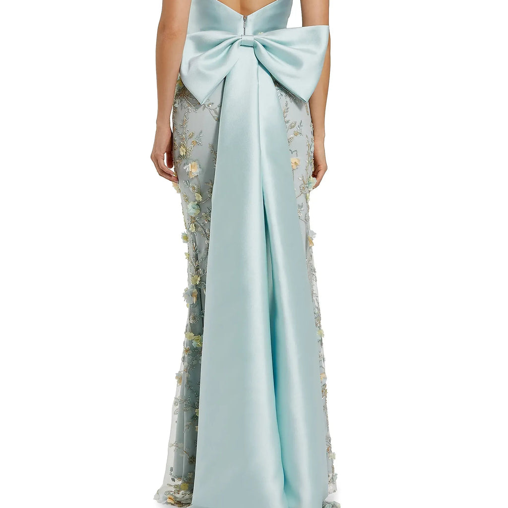 Sequin Embellished Bow Detail Column Gown