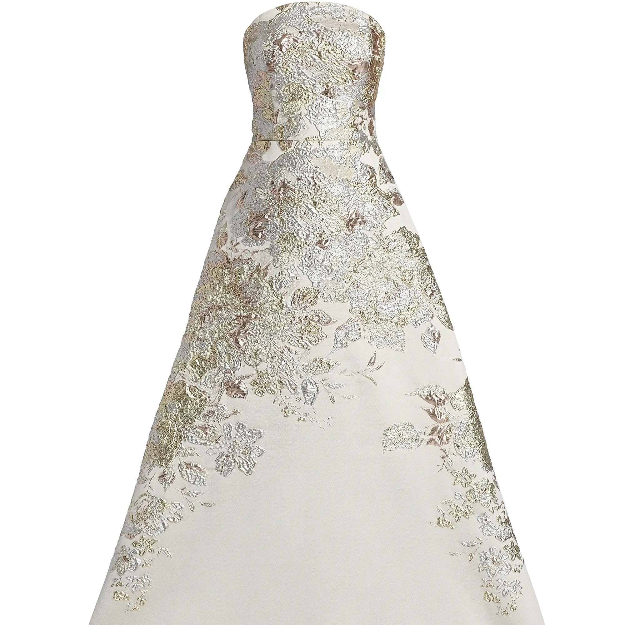 Strapless Metallic Jacquard A Line Gown
